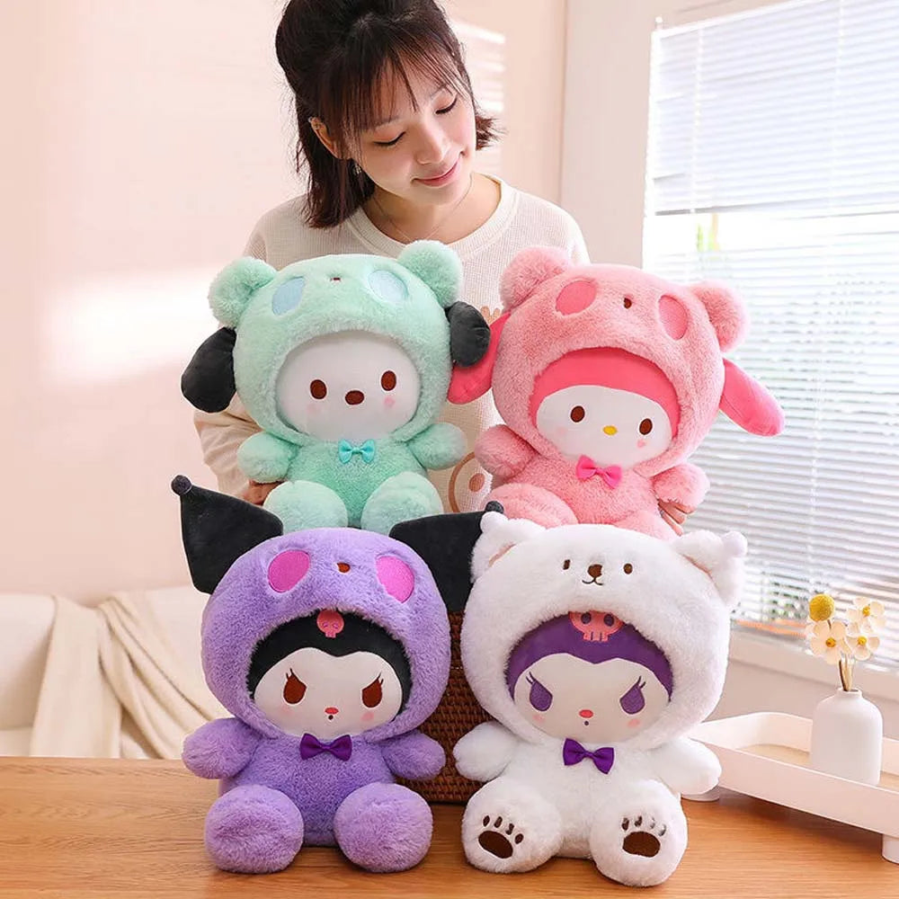 25Cm Kawaii Plush Doll Toy Cute Hello Kitty Cinnamoroll My Melody Kuromi Pochacco Lovely Anime peluche Toys Gift For Kids