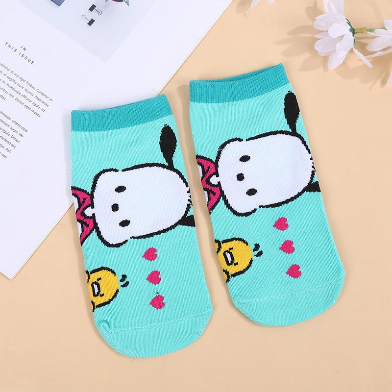 1 Pair Hello Kitty Child Socks Kawaii Kuromi My Melody Pochacco Cinnamoroll Short Socks Baby Socks