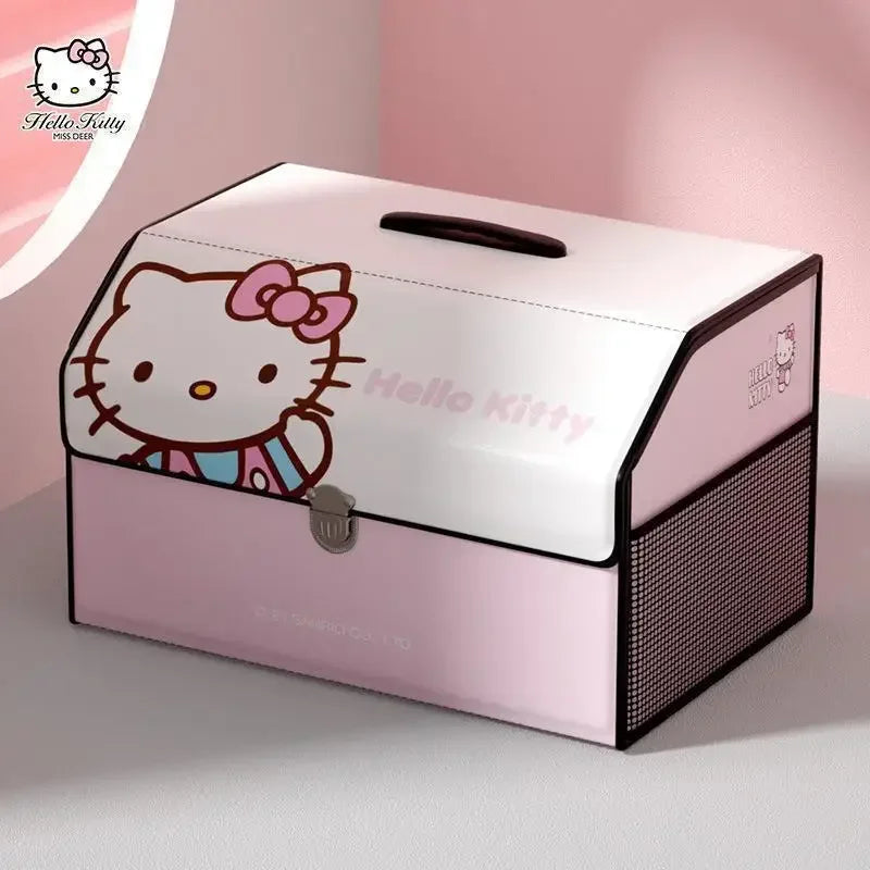 Sanrio Kawaii Hello Kitty Car Trunk Storage Box Anime Cartoon Lovely Fashion Exquisite Creative Waterproof Universal Storage Box