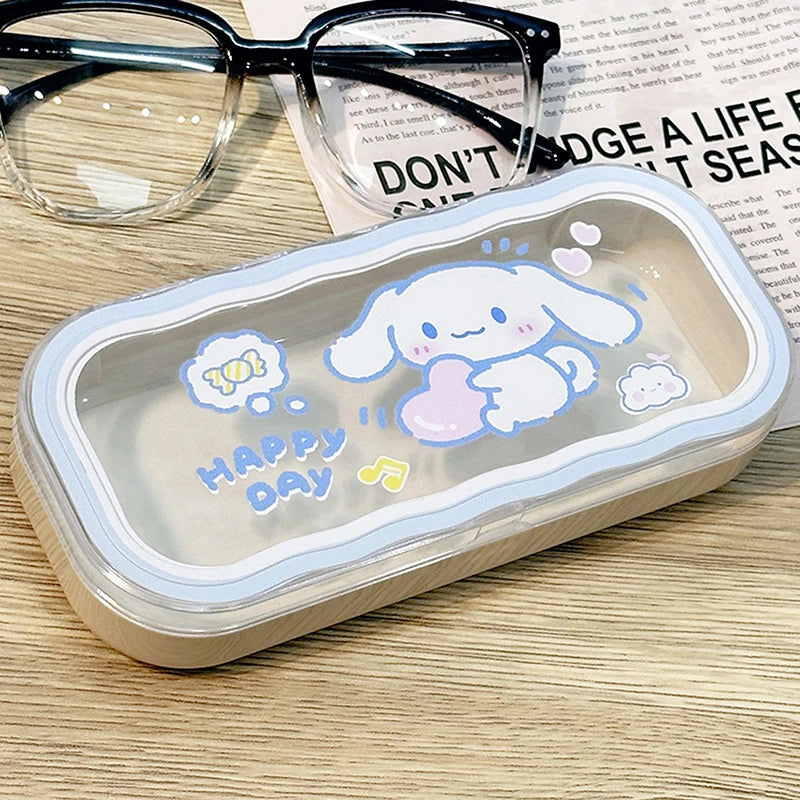 New Cartoon Anime Hello Kitty Kuromi Melody Glasses Case Kawaii Fashion Simple Portable Anti-fall Sunglasses Storage Box