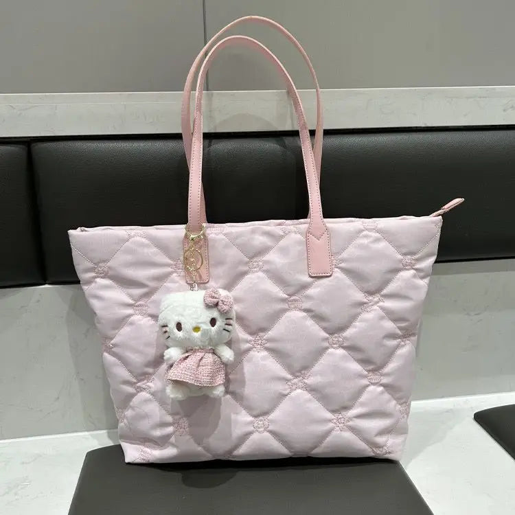 Pink Bags With Hello Kitty Pendant Women Korean Fashion Lightweight Shoulder Bag Female Commuter Tote Bag Luxury Handabgs