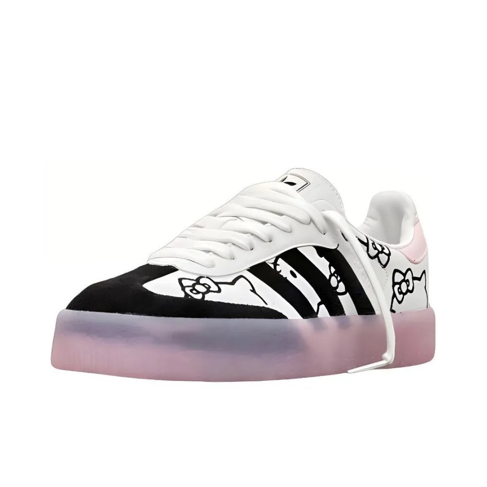 Hello Kitty Sneakers with Prints Fashionable Color Blocking Stripes Casual Shoes Anime Students Anti Slip Couple Shoes