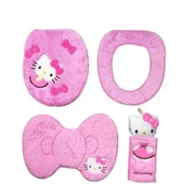 Anime Hello Kitty Toilet Seat Cushion Three Pieces Set Restrooms Universal Winter Household Plush Toilet Seat Cover gift