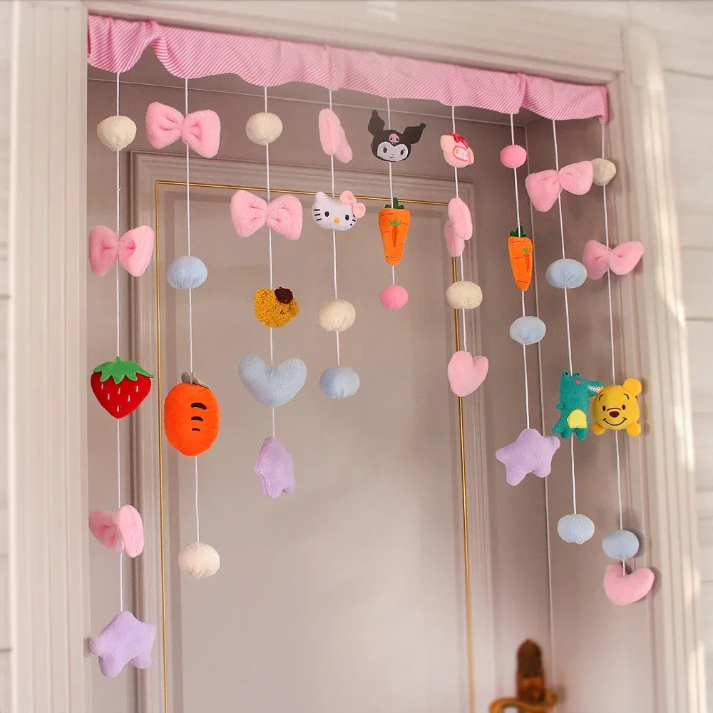 Hello Kitty KuromiMy melody Pompom Purin Door Curtain Cute Bathroom Bedroom Curtain Accessories Home Furnishings