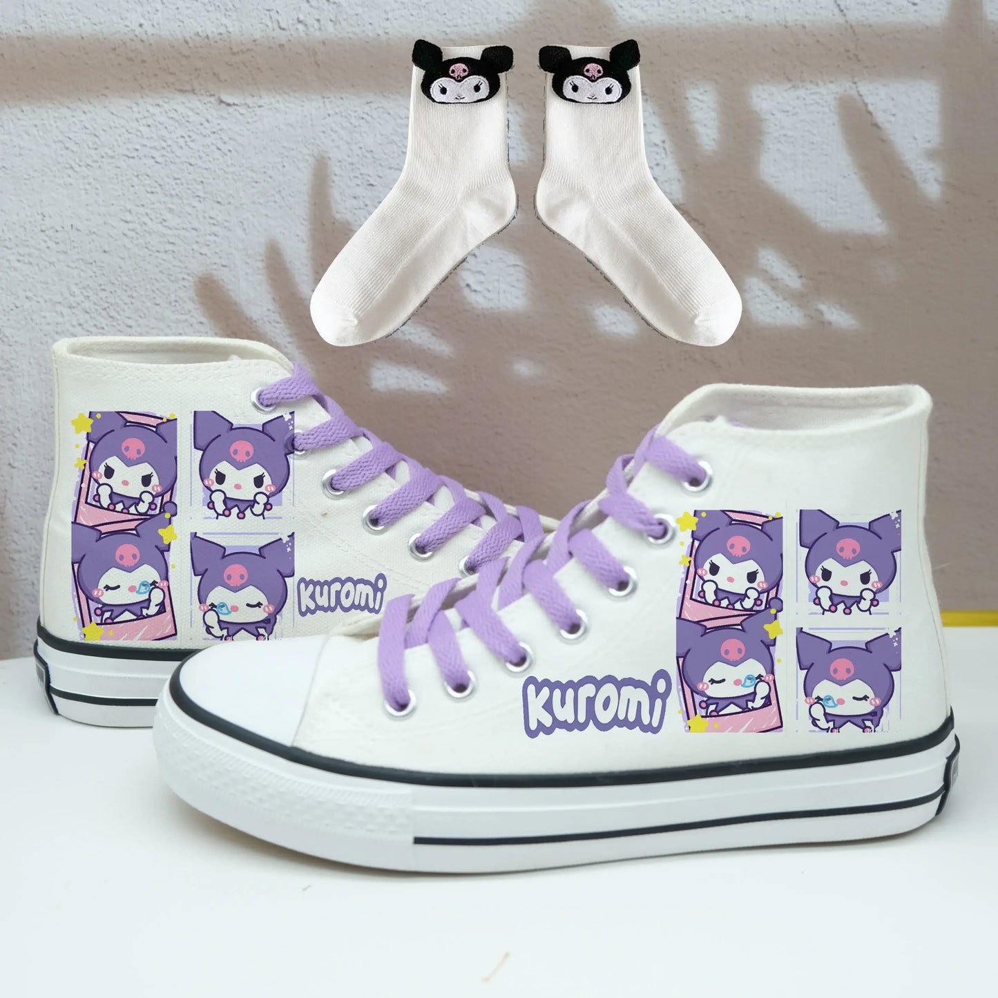 Original Kuromi High Top Canvas Shoes Rubber Non-slip Canvas Shoes Kawaii Student Japanese Girl Cute Cartoon Sneakers