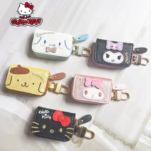 Cute Hello Kitty Cartoon Multifunctional Leather Coin Purse 3D Key Case Pu Zipper Cartoon Car Key Case Cute Key Holder Gift