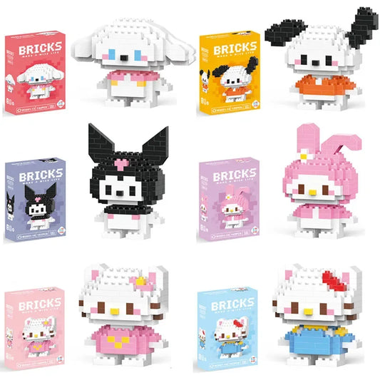 Hello Kitty Building Blocks Cartoon Character Melody Assembled Model building block Dolls Toys Children Gifts