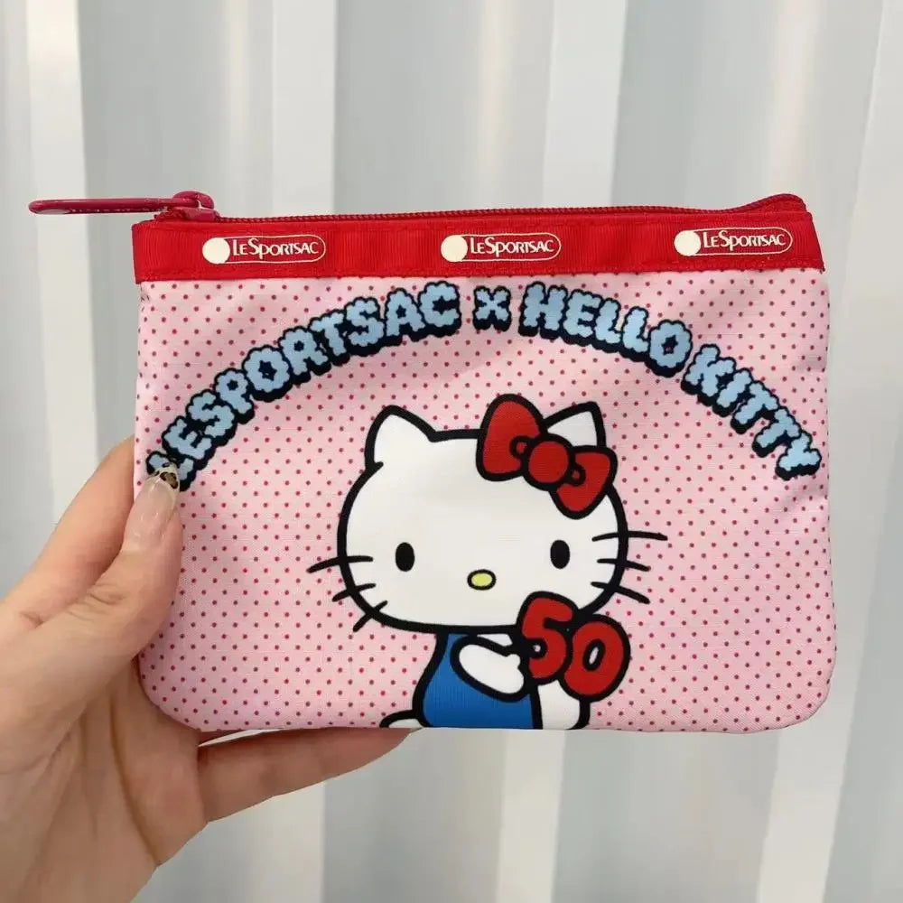 Popular Cute Anime Cartoon Hello Kitty Series Large Capacity Handheld Makeup Bags Stationery Bag Wallet Romantic Birthday Gifts