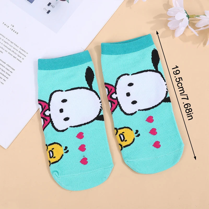 1 Pair Hello Kitty Child Socks Kawaii Kuromi My Melody Pochacco Cinnamoroll Short Socks Baby Socks