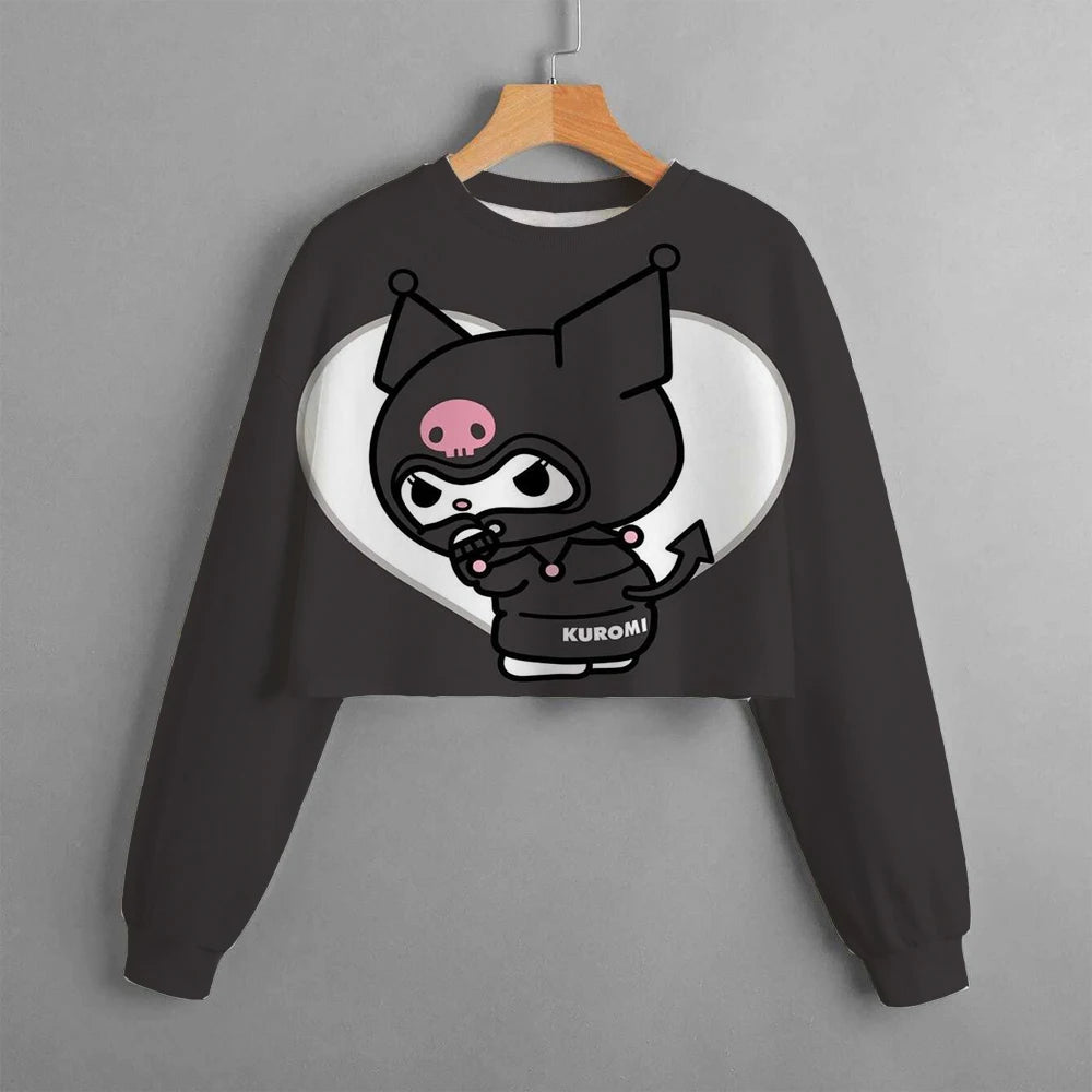 Hello Kitty Kuromi Hoodie Pattern Long sleeved Top for Children and Girls Outdoor Sports Top Sweatshirt