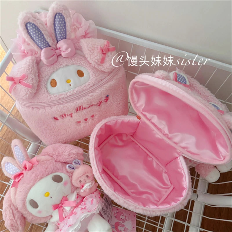 My Melody Cosmetic Case Lovely Cute Anime My Sweet Piano Handbag Storage Bag Japanese Style Kawaii Plush Bag Gifts Girl