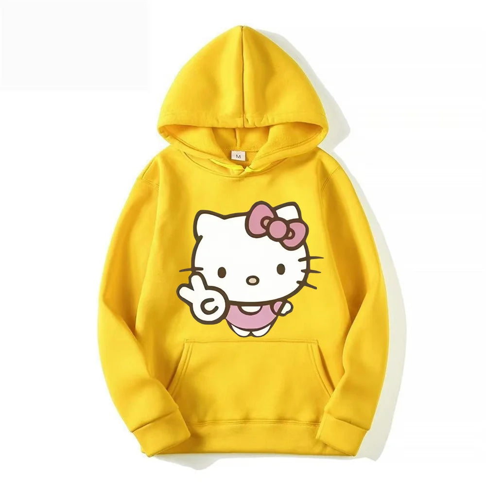 2025 New Hello Kitty Cartoon Family Women Hoodie Cartoon Anime Men Pullover New Spring Autumn Couple Sweatshirt Clothes Top