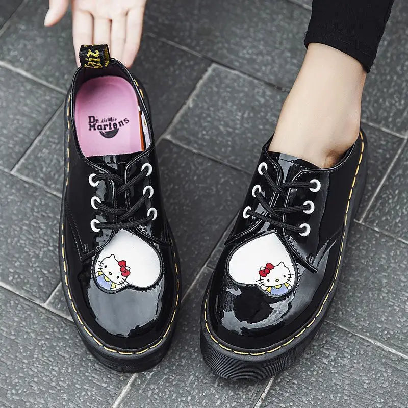 High-quality Womans Shoes 2024 Black Platform Sneakers Woman Designer Shoes Zapatillas De Mujer Black Hello Kitty Lolita Shoes