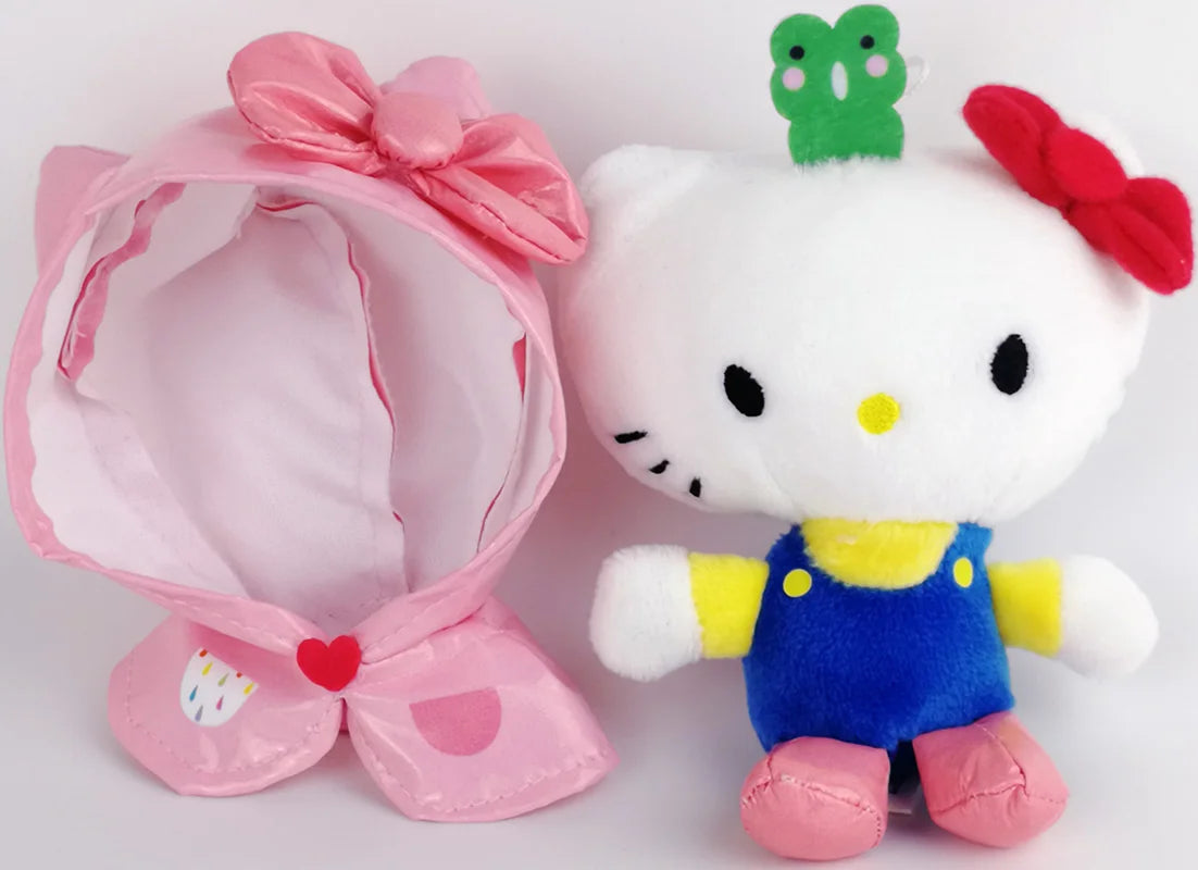 13cm Raincoat Hello Kitty Pendant Keychain Plush Toys Stuffed Animal Soft Doll Kids Cartoon Anime Birthday Gift