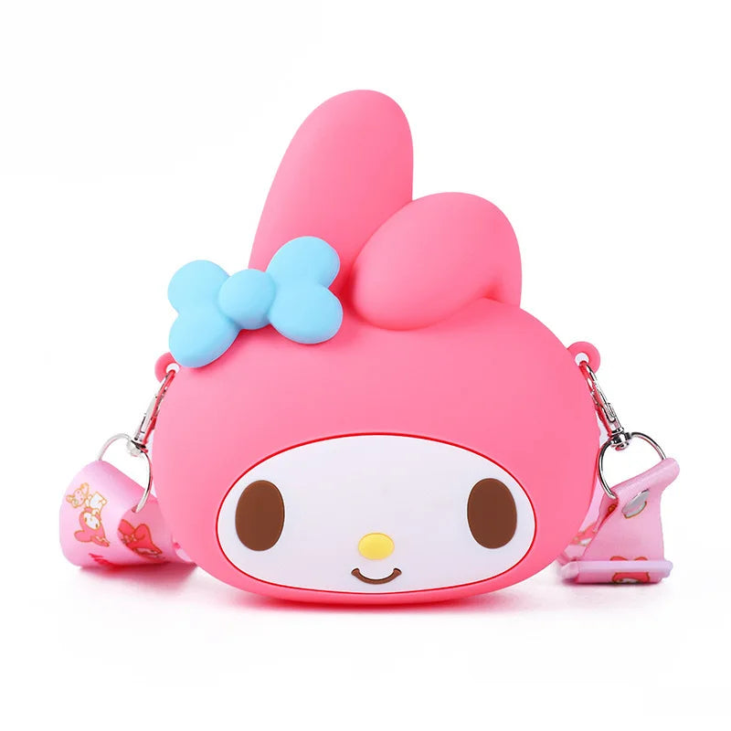 Kawaii Shoulder Bag Kuromi Silicone Bag Hello Kitty Messenger Bag My Melody Cinnamoroll Coin Purse Children's Toys Gift