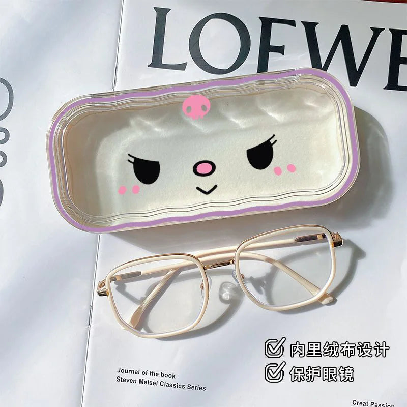 Hello Kitty Glasses Case Kuromi Storage Box Anime Kawaii Cartoon Transparent Wave Sunglasses Protective Case Gifts