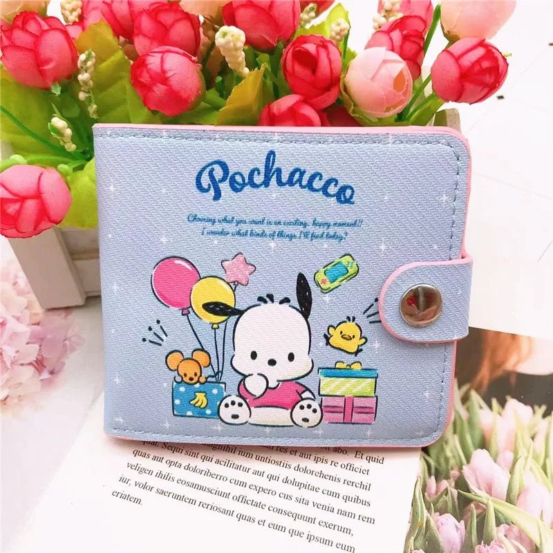 Hello Kitty Cinnamoroll My Melody Kuromi New Pu Casual Money Bag Coin Purse Card package Wallet With Buttons ﻿