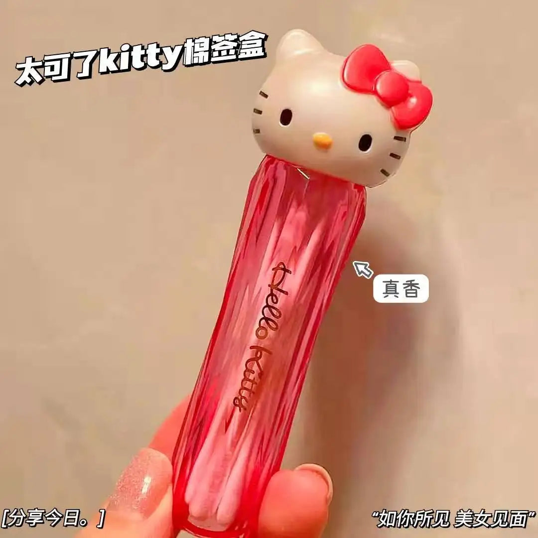 Hello Kitty Portable Toothpick Holder Cute Mini Cartoon Travel Cotton Swab Storage Box Small Container For Girls Gift