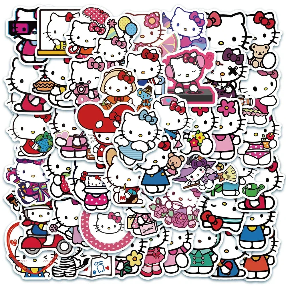 Kawaii Hello Kitty Stickers My Melody Kuromi Decals for Kids DIY Waterproof Laptop Phone Diary Cute Cartoon Sanrio Sticker Toy