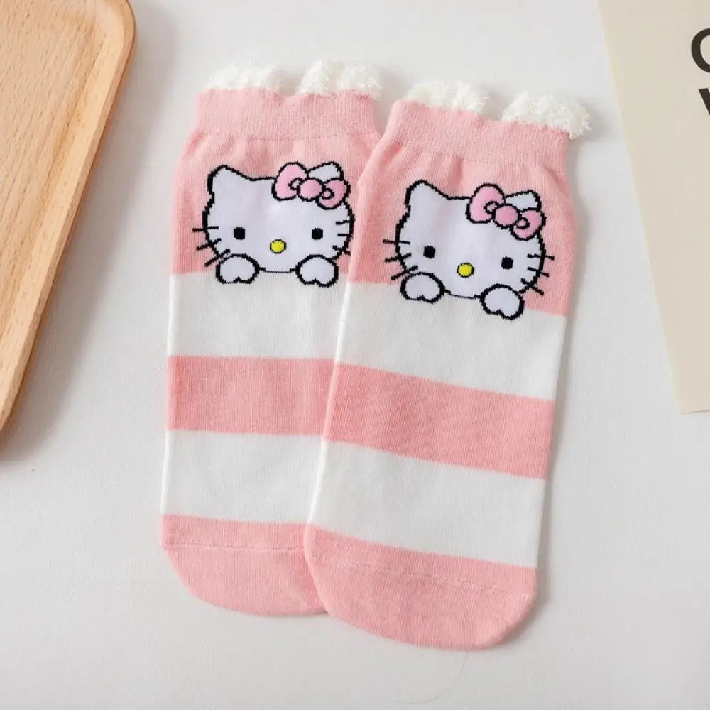 Socks Woman My Melody Kuromi Hello Kitty Calcetines Anime Character Cute Short Harajuku Cotton Casual Girls Socks