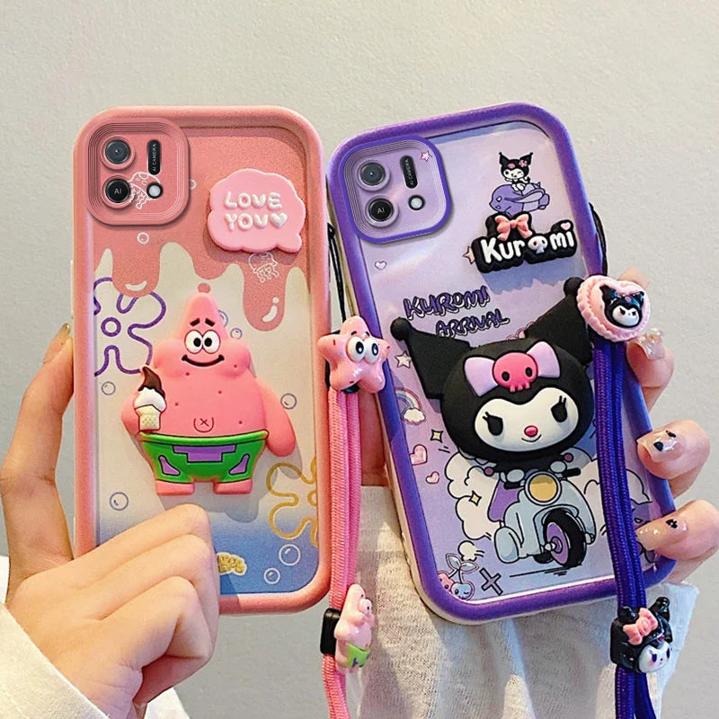 Crossbody 3D Cartoon Hello Kitty Kuromi Phone Case For iPhone 6 6S 7 8 Plus X Xs Max 11 Pro Max Lotso Bear Toy Strap Cover