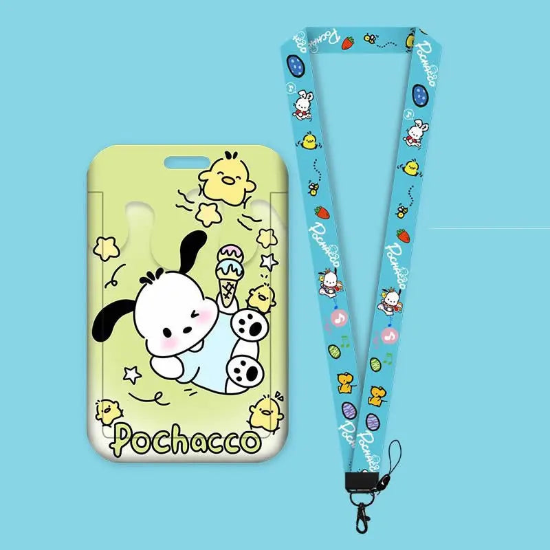 Cartoon Lanyard Card Sleeve kawaii Hello Kitty Kuromi My Melody ID Card Bus And Subway Access Work Permit Card Sleeve