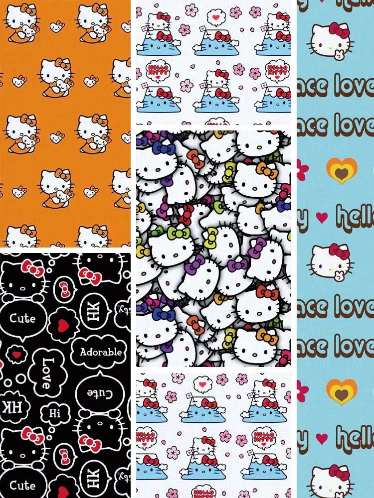 Hello Kitty 140x50CM Cartoon cotton fabric Patchwork Tissue Kid Home Textile Sewing Doll Dress Curtain Polyester cotton Fabric