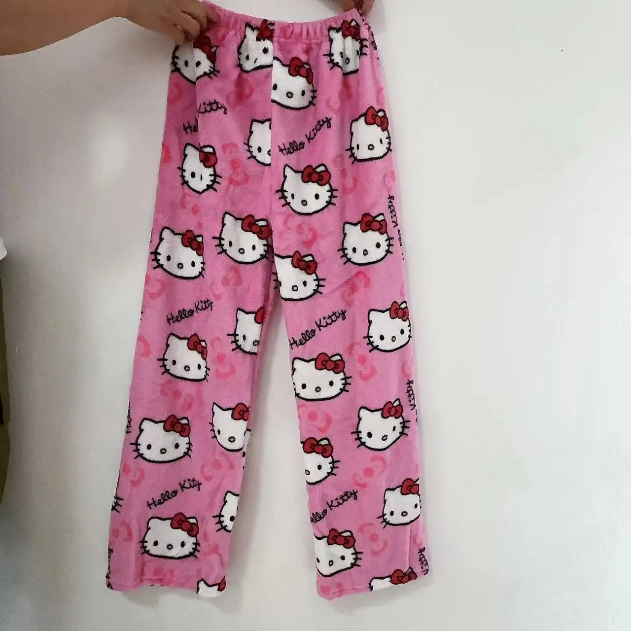 Hello Kitty Anime Y2k Kawaii Flannel Pajamas Women's Warm Woolen Cartoon Casual Home Pants Autumn Winter Fashion Trousers