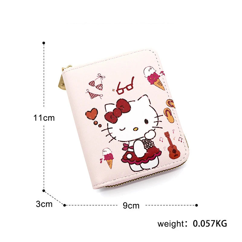 Children's Kawaii Cartoon Hello Kitty Coin Wallet Cute Cartoon Folding PU Leather Bag Girl Zero Wallet Female Walle Gifts