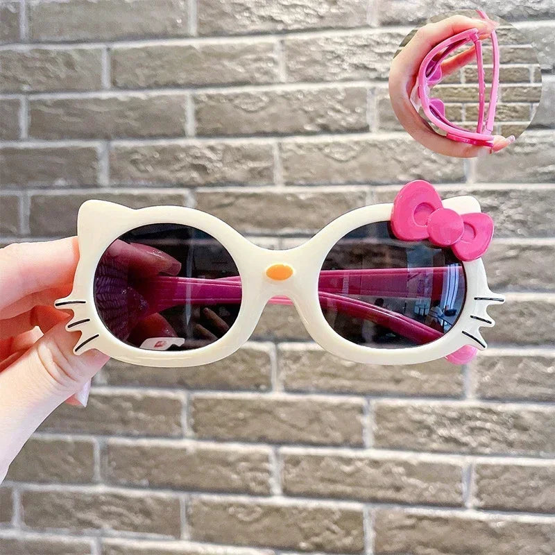 Hello Kitty Portable Sunglasses Cute Anime Cartoon KT Cat Fashion Child Sunshade Sunscreen Cosplay Prop Holiday Gifts