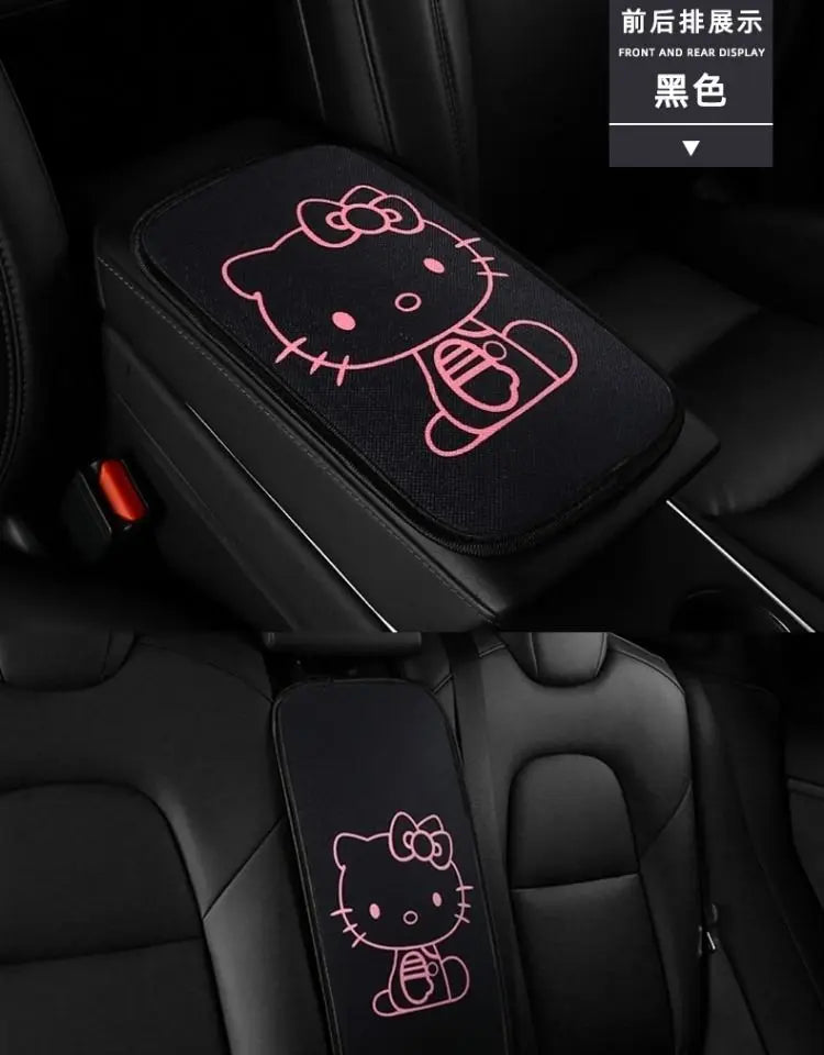 Sanrio Hello Kitty Car Armrest Pad Mat Car Front Rear Center Universal Breathable Mat Cute Anti Slip High-End Interior Decor