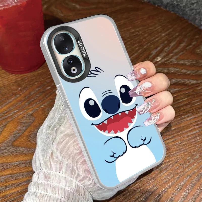 For Honor 90 Phone Case Lilo Stitch Big Eye Cute Cartoon Lovely Cover Matte Laser Coque For Honor 90 Fundas Honor90 Bumper