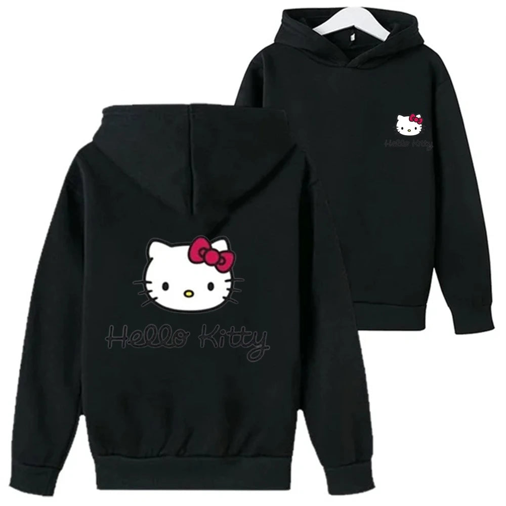 New red Leisure Sweatshirt Hello Kitty Kids Clothing  Age 3-12 Toddler Top Children's Hoodie print Boy Girls' Coat Long Sleeve