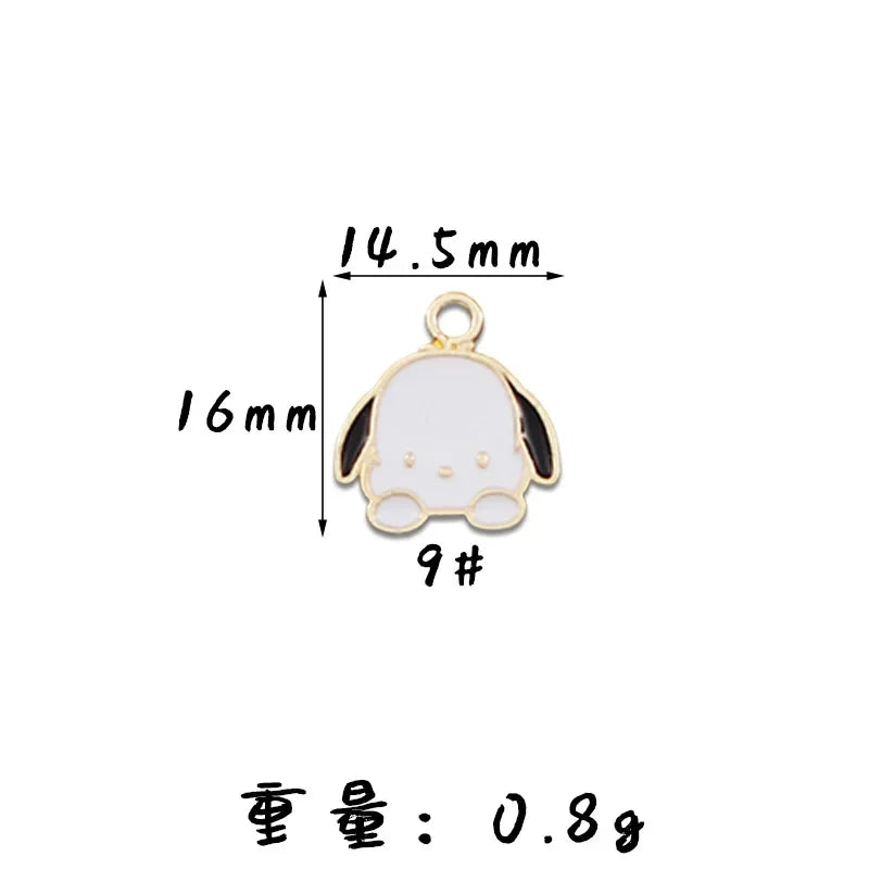 10PCS Accessories Korean Cartoon Kawaii Hello Kitty Kuromi Mymelody Diy Handmade Jewelry Cute Alloy Drip Oil Pendant