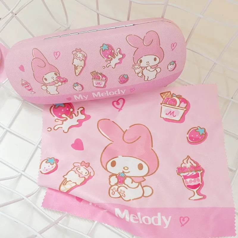 Anime Hello Kitty Glasses Case Y2K Kawaii Kurom Portable Anti Extrusion Sunglasses Storage Box Creative Travel Portable