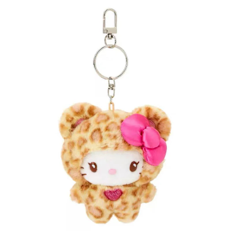 Kawaii Hello Kitty Doll Keychain Anime Kuromi Melody Cartoon Leopard Print Kt Pendant Toys Zipper Decoration Girl Gifts