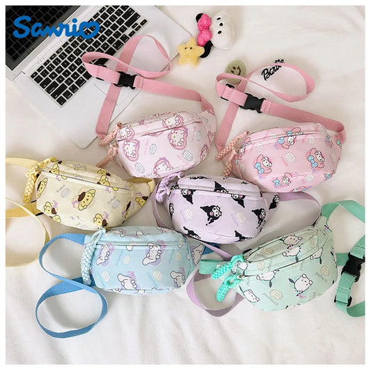 Kuromi Chest Bag Cinnamoroll Crossbody Shoulder Bag Waist Storage Pouch My Melody Hello Kitty Coin Purse Kid Girl Gift