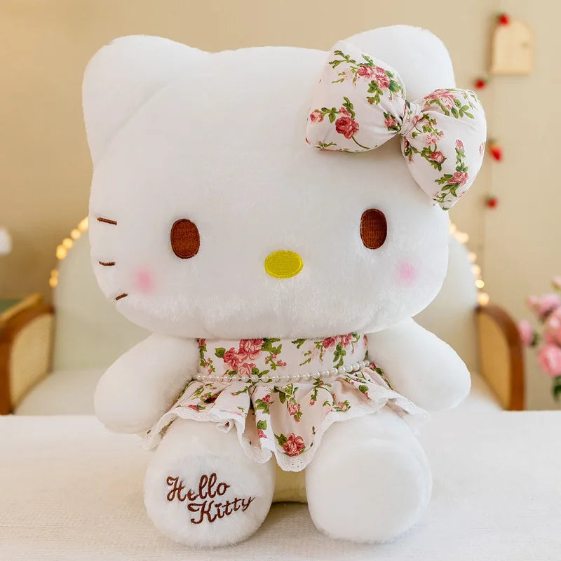 Plush Toys Hello Kitty Cat Cartoon Cute Pillow Girlfriend Gift Flower Dress Children's Birthday Gift Decoration Doll