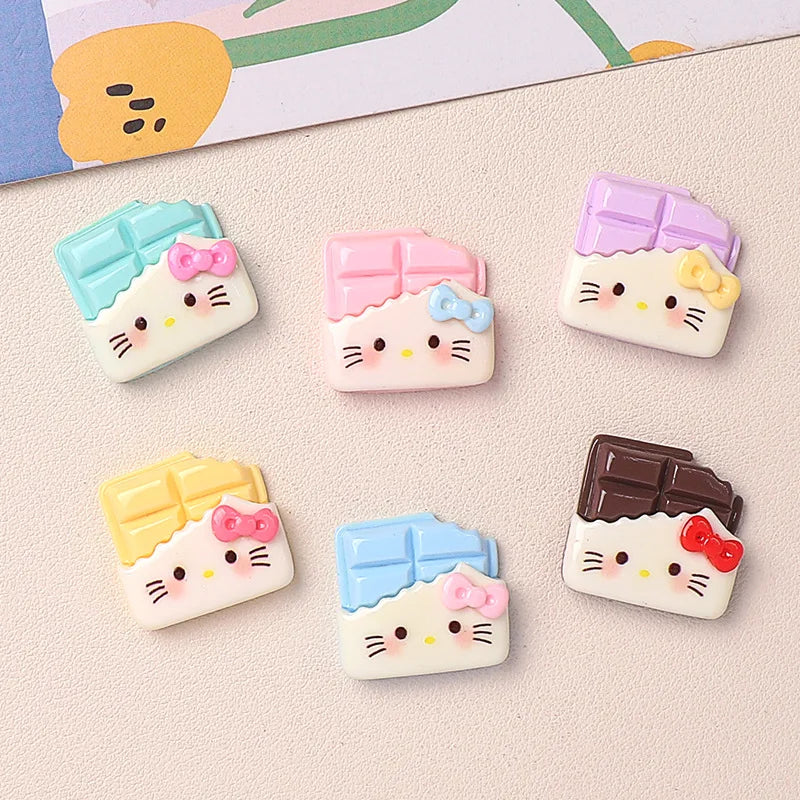 5PCS Cartoon DIY Resin Accessories Cookies Kittens Resin Flatback for Jewelry Making hello kitty Diy Scrambooking Embellishments