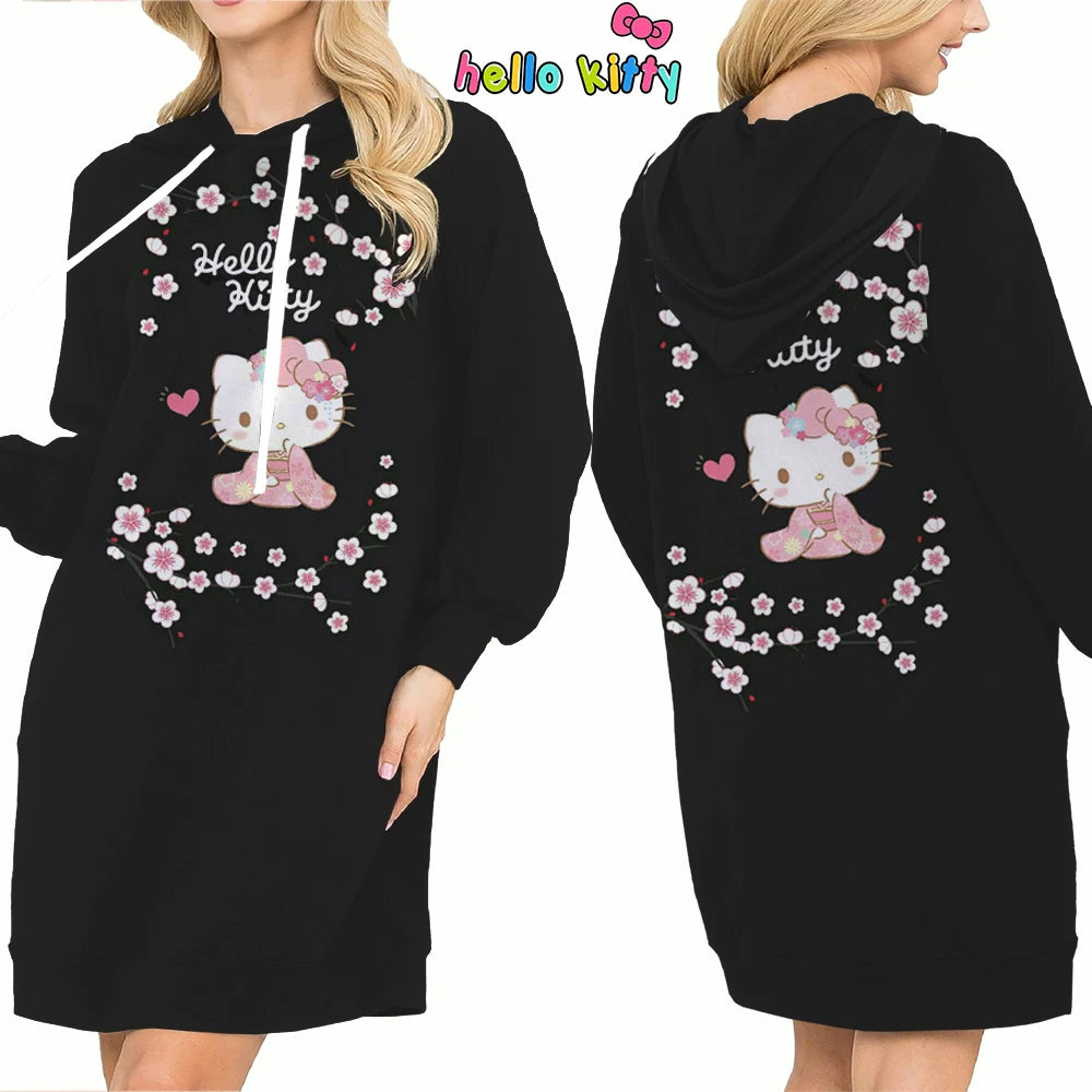 Hello Kitty Top Y2k Clothes S-3XL Kawaii 2025 Lovely Autumn/winter Sweatshirts Women's Hoodie Dress Anime Streetwear Hoody Woman