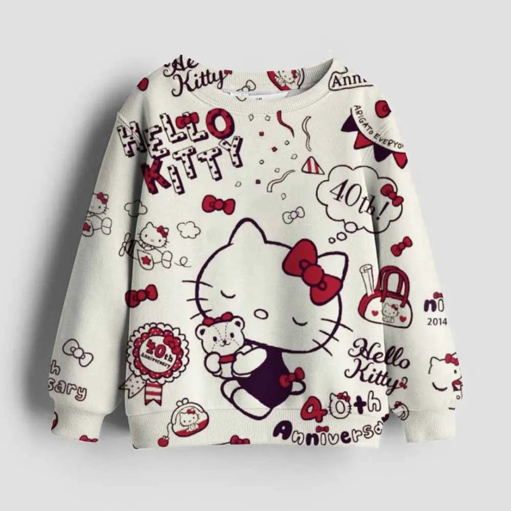 Kawaii Hello Kitty Hoodie Kids Clothes Girls Clothing Fashion Baby Clothes Autumn Kuromi Sweatshirt Children Tops