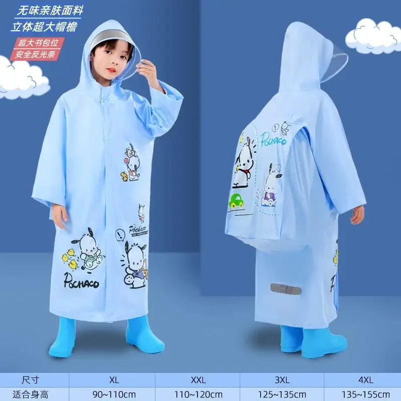 Children's Raincoat Kawaii Thickened Waterproof Poncho Girl Outdoor Camping Hiking Hooded Rain Gear Poncho 3-12 Years Old