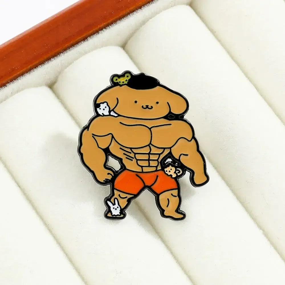 Kuromi brooch cute cartoon muscle my melody and hello kitty bodybuilding king kong barbie kawaii jewelry