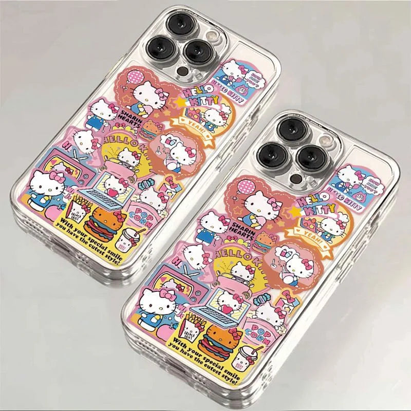 Hello Kitty Smile Clear Phone Case For iPhone 16 15 14 Pro Max 11 12 13 Pro XR XS MAX Y2K 7 8 Plus Lovely Anti Fall Cover