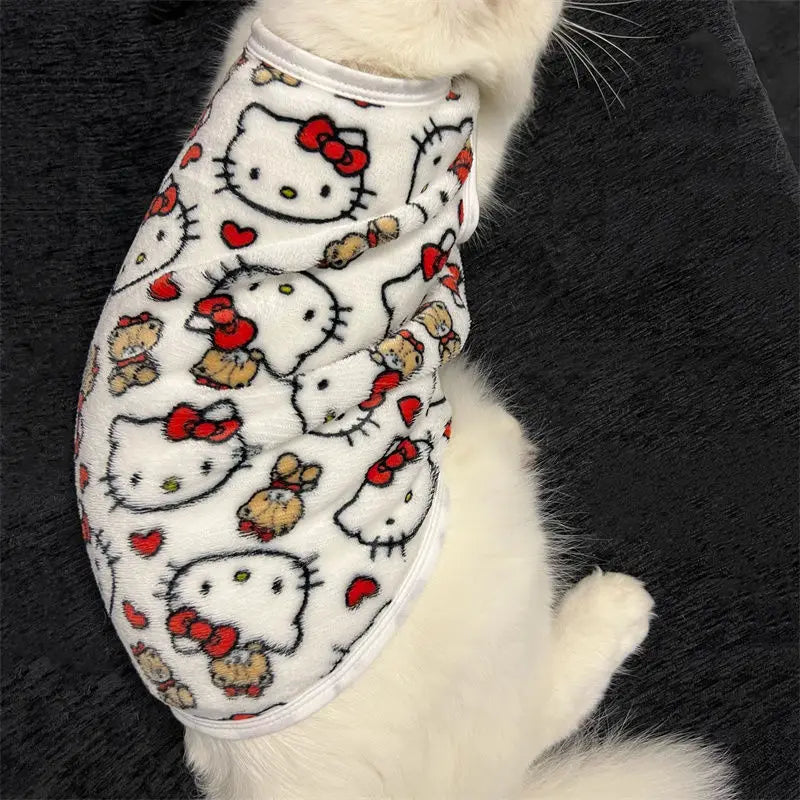 Kawaii Hello Kitty Cat Sweater Costume Winter Warm Pet Clothes for Cats Pullover Mascotas Clothing Gatos Products for Animals