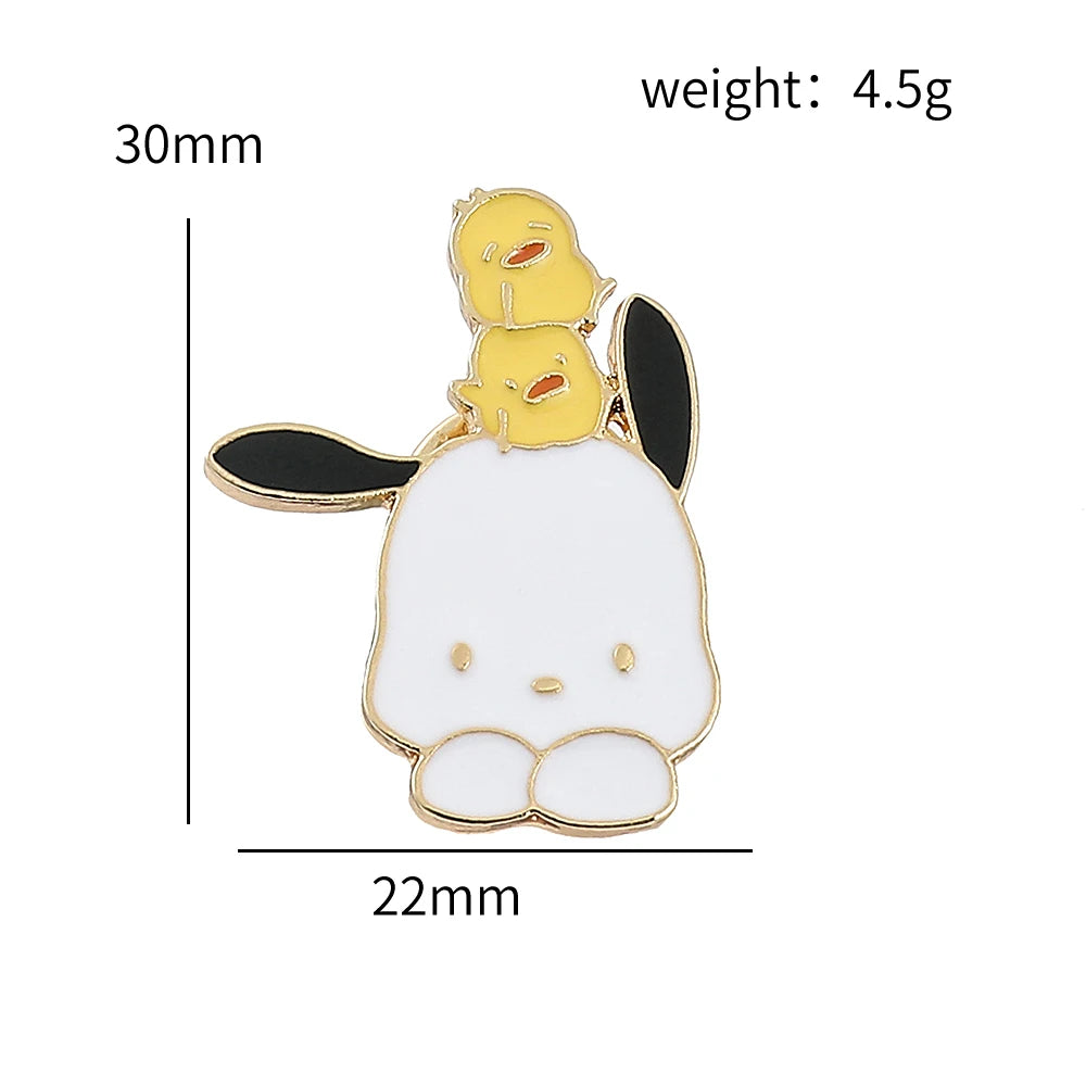 Anime Kitty Cat Enamel Brooch for Backpack Accessories Cute Kuromi Pochacco Metal Button Pins Jacket Badge Jewelry Accessories