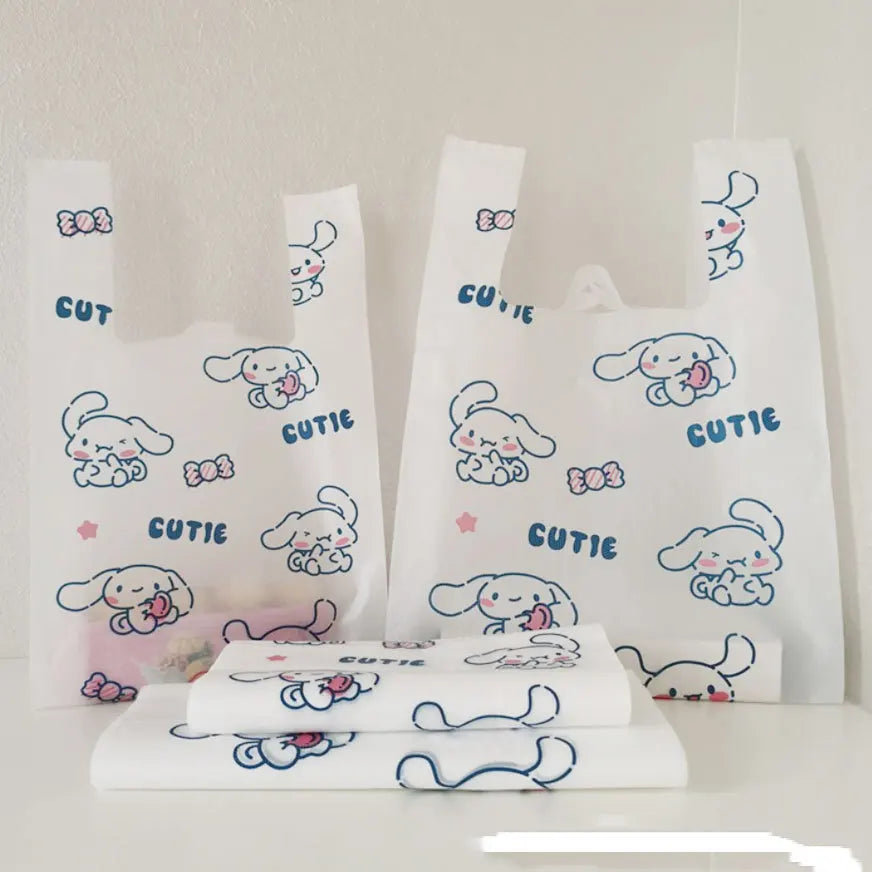 50 Pcs/set Cartoon Vest-Style Plastic Bags Hello Kitty Handheld Bin Bags for Home Use