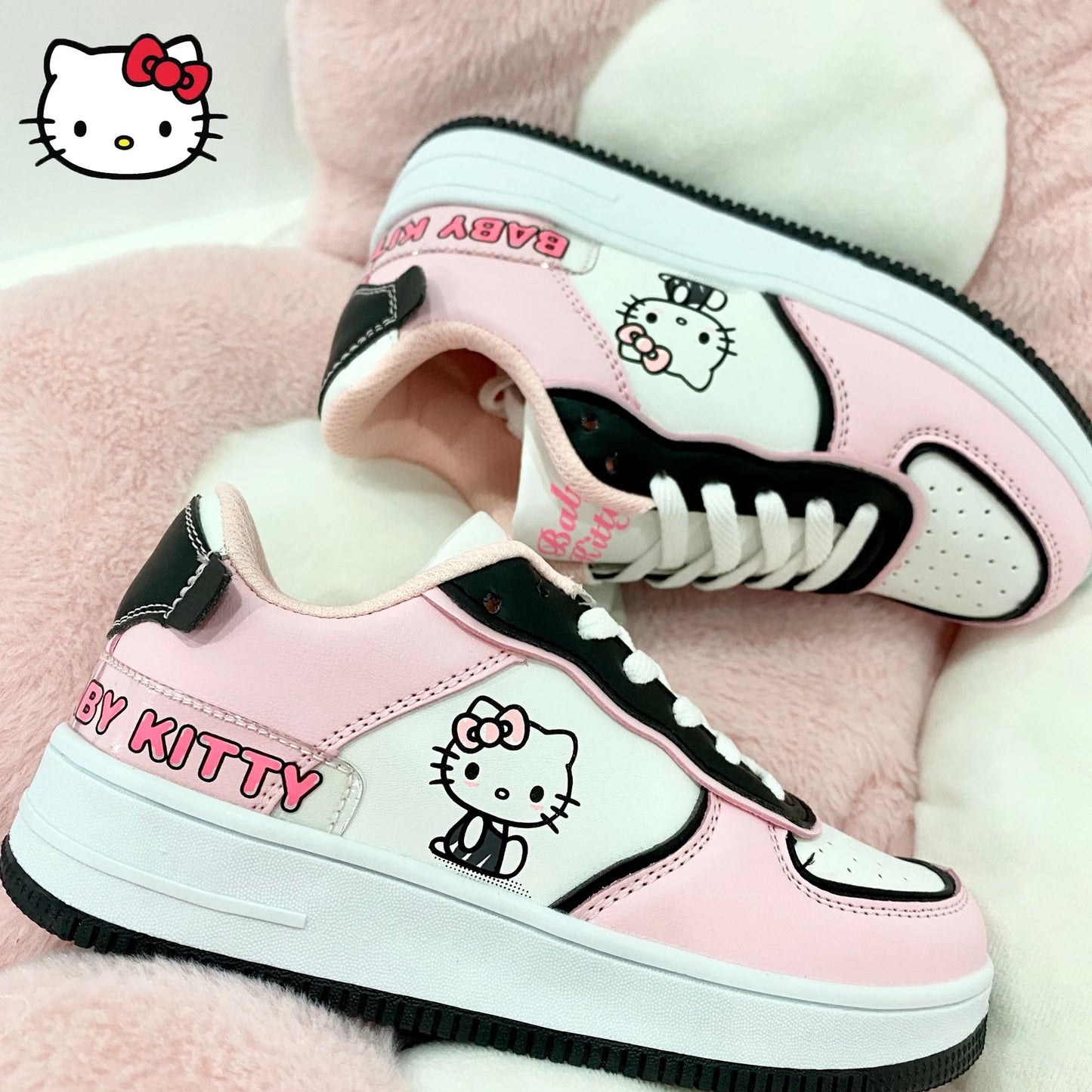 Hello Kitty Kuromi Kawaii Women's Shoes Fashion Breathable Sneaker Leather Cartoon Cute Female Sneakers