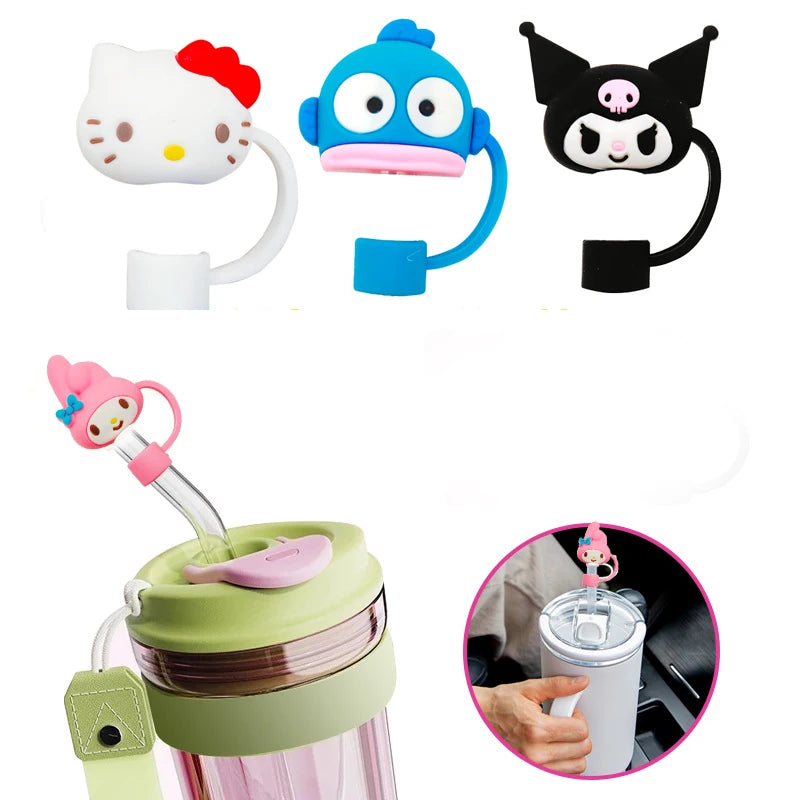 Hello Kitty Silicone Sealing Straw Plug Reusable Drinking Dust Cap Plugs Tips Cover Suit Cup Cute Cartoon DIY Accessories