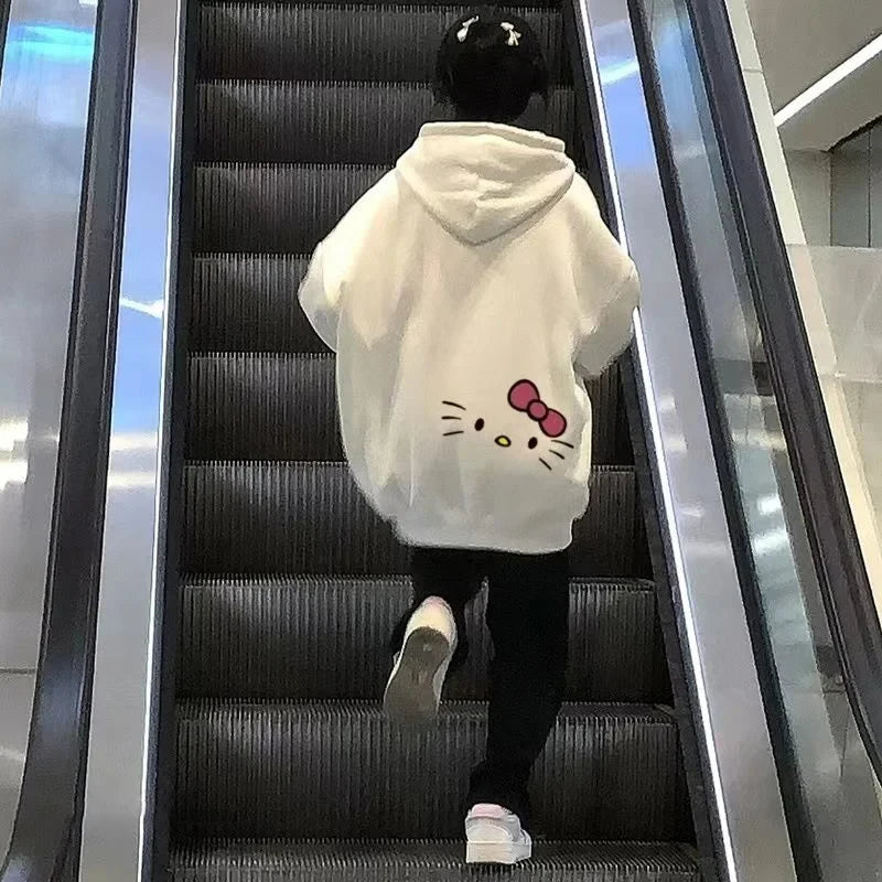 Y2K Style Women's Hoodie Clothes with Lots of Korean Reviews Cute Hello Kitty Print Sweatshirt Fashionable Harajuku Stree